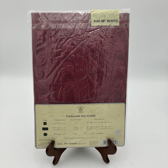 SULTAN'S LINENS 60"RD Vinyl Flannel Back Table Cloth Burgundy - Picture 3 of 4